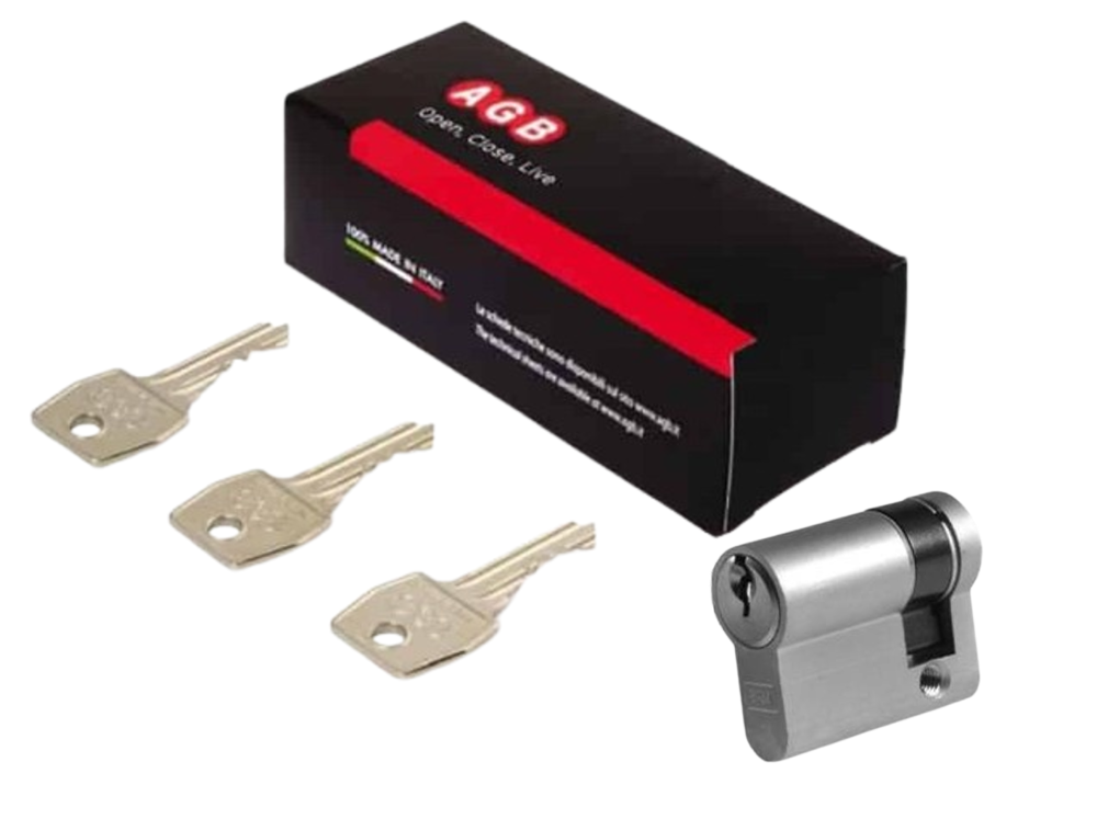 MEDIO CILINDRO SERIE 600  (LLAVE POR UN LADO) 40MM  NIQUELADO (ITALIA)AMAESTRABLE E IGUALABLE